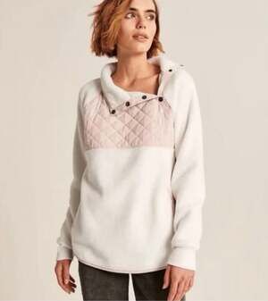 Abercrombie & Fitch Asymmetrical Quilted Sherpa Fleece Pullover Size Large